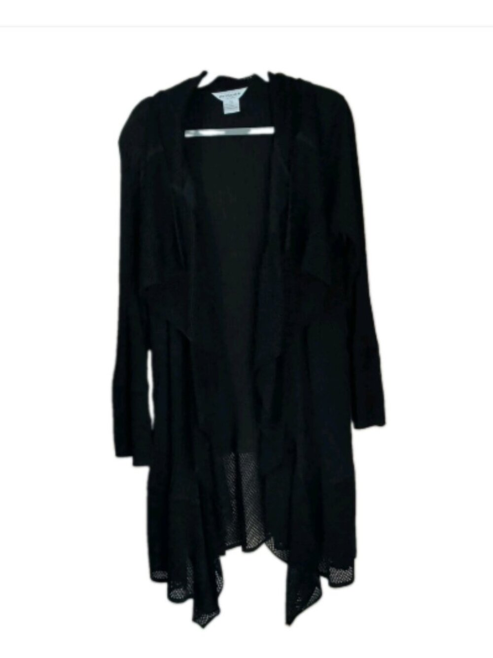 Misook Black Long Sleeve Cardigan Plus 2X Mixed Media Lagenlook Layered Luxe